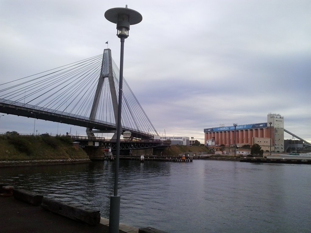 Anzac Bridge and the silos.